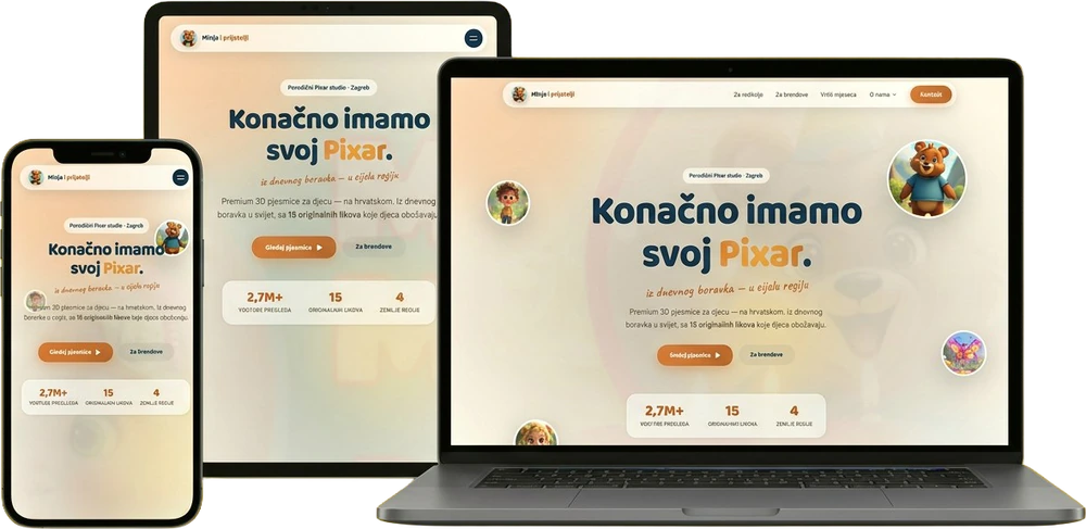 Naslovnica stranice Minja i prijatelji koju smo izradili